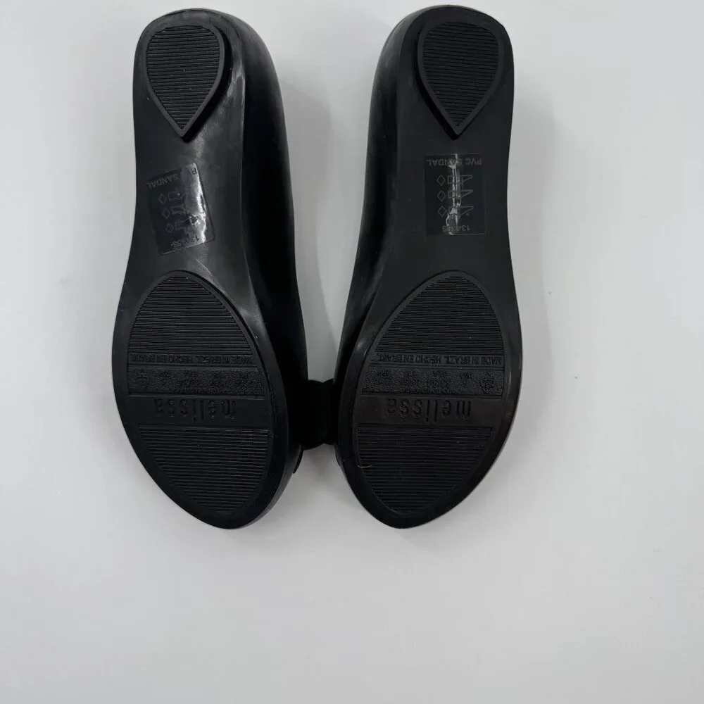 Melissa Mickey & Minnie Mouse Black Peep Toe Flats - Womens Size 5 - Picture 5 of 10